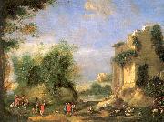 Napoletano, Filippo Landscape with Ruins and Figures oil painting reproduction
